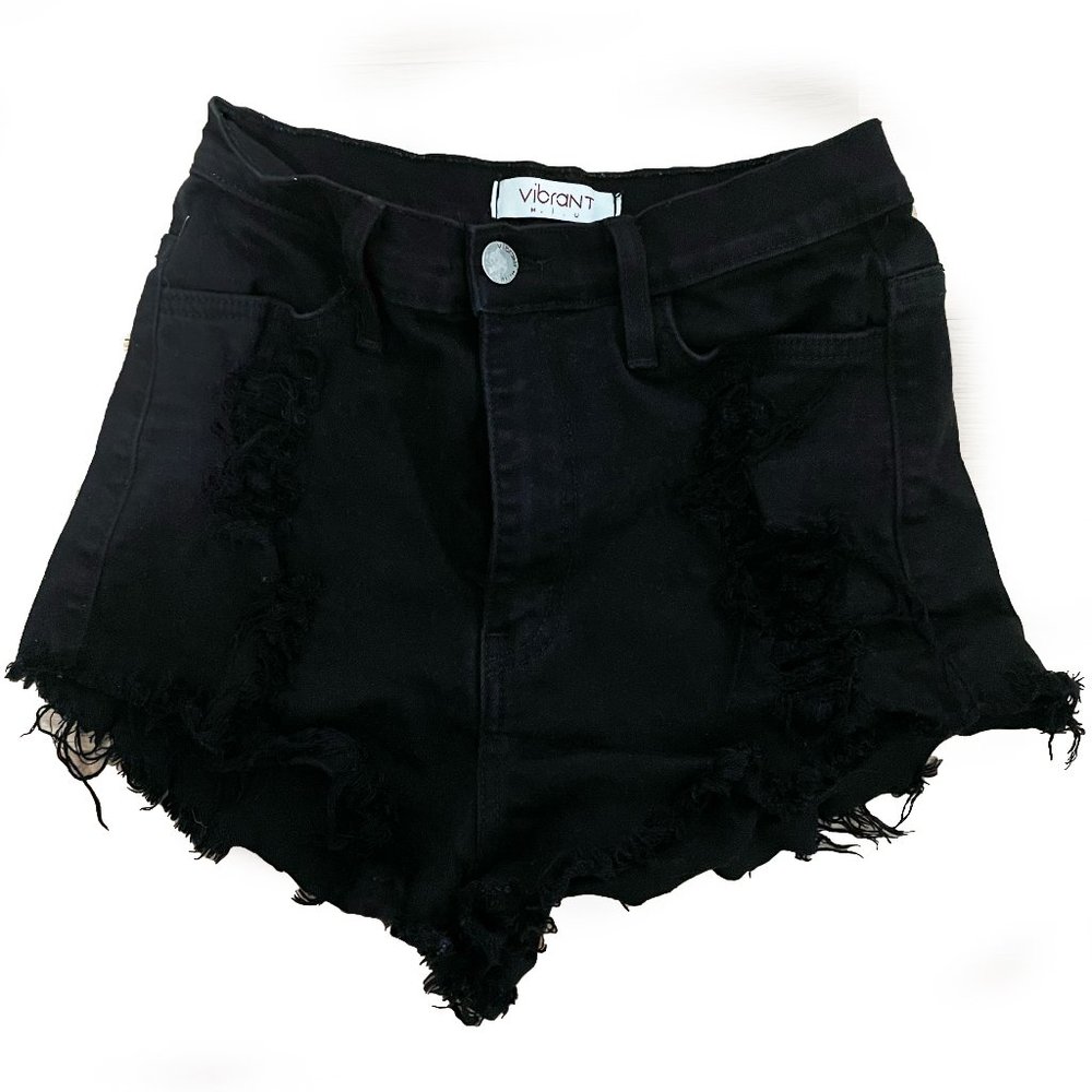 Vibrant Black Jean Shorts